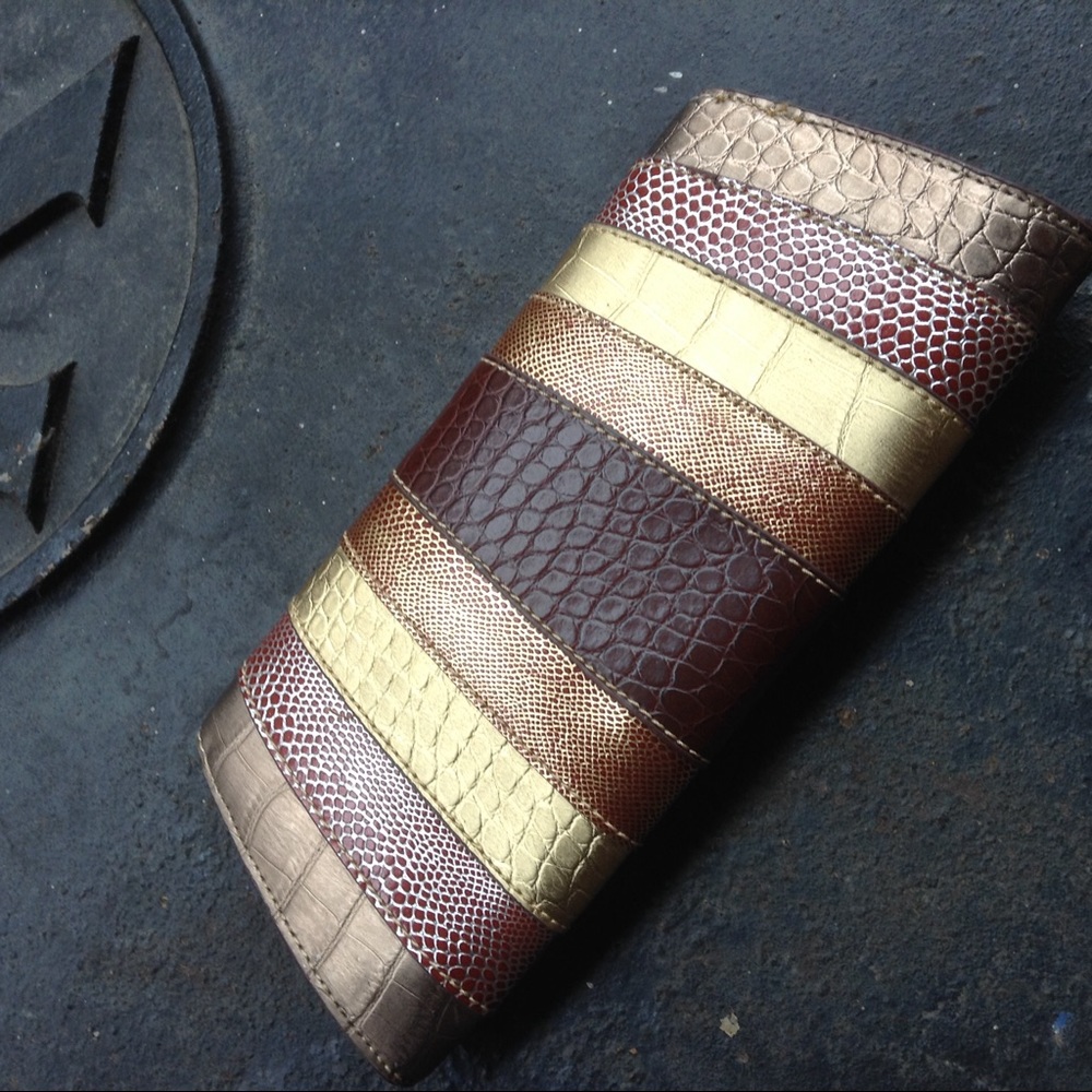 Chinese Laundry Metallic Patchwork Clutch Purse - image 6